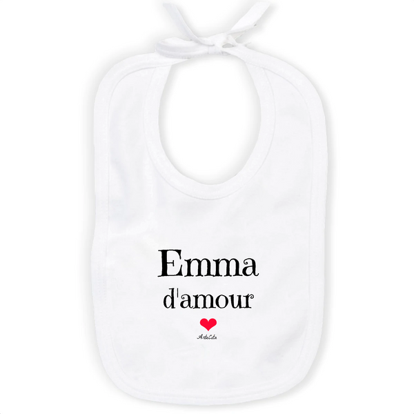 Bavoir - Emma d'amour - Coton Bio - Cadeau Original & Tendre - Cadeau Personnalisable - Cadeaux-Positifs.com -Unique-Blanc-