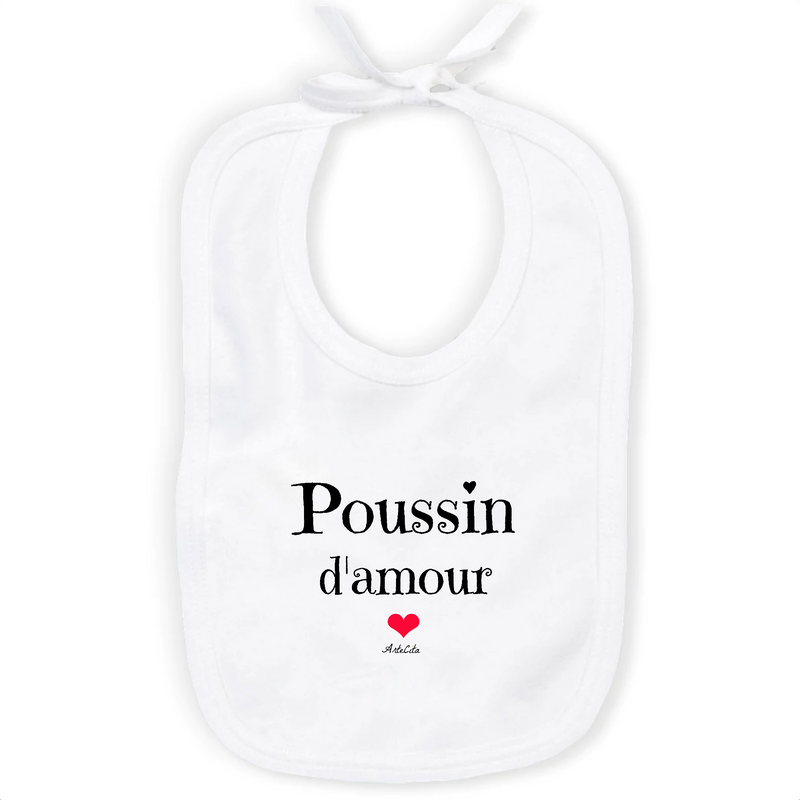 Cadeau anniversaire : Bavoir - Poussin d'amour - Coton Bio - Cadeau Original & Tendre - Cadeau Personnalisable - Cadeaux-Positifs.com -Unique-Blanc-