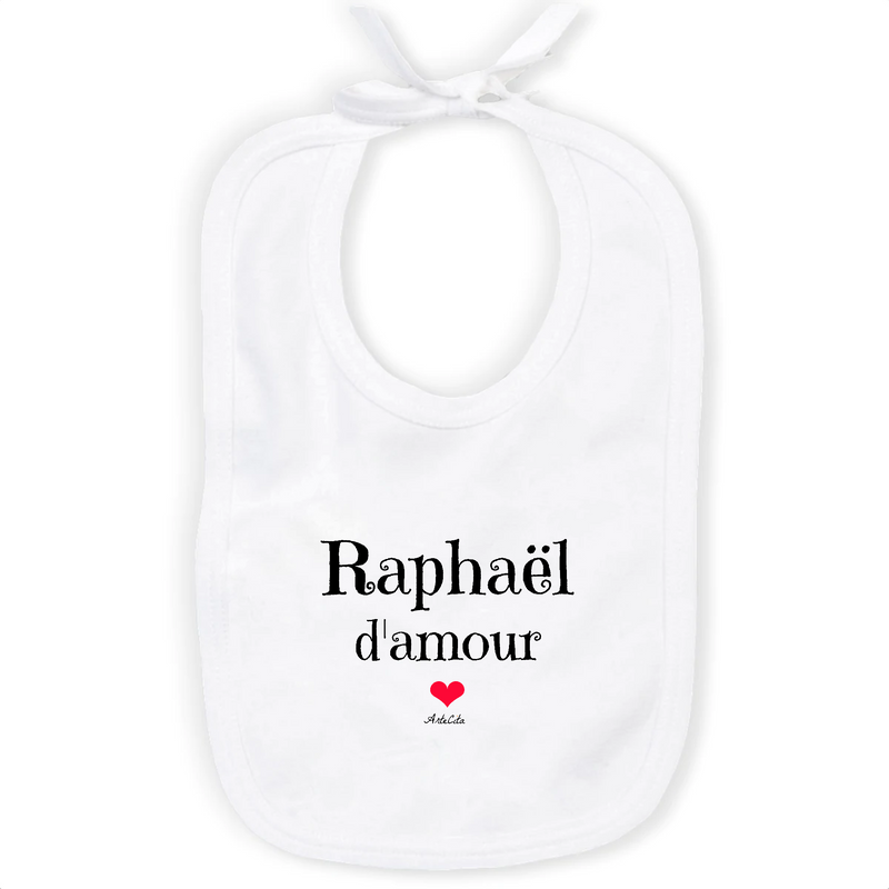 Cadeau anniversaire : Bavoir - Raphaël d'amour - Coton Bio - Cadeau Original & Tendre - Cadeau Personnalisable - Cadeaux-Positifs.com -Unique-Blanc-