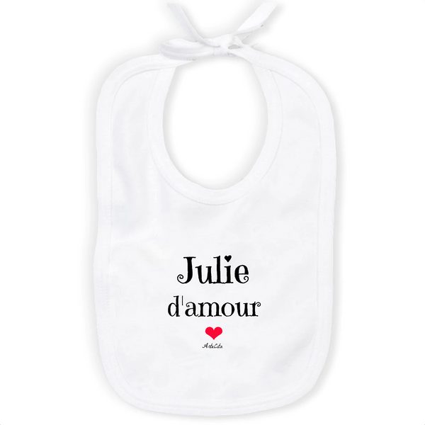 Bavoir - Julie d'amour - Coton Bio - Cadeau Original & Tendre - Cadeau Personnalisable - Cadeaux-Positifs.com -Unique-Blanc-