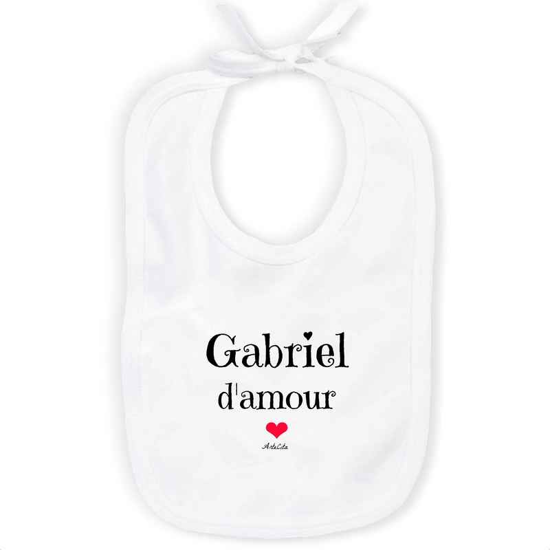 Cadeau anniversaire : Bavoir - Gabriel d'amour - Coton Bio - Cadeau Original & Tendre - Cadeau Personnalisable - Cadeaux-Positifs.com -Unique-Blanc-