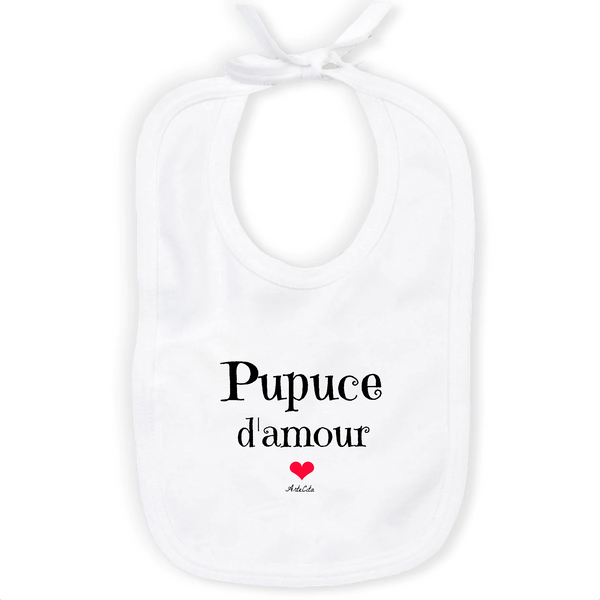 Bavoir - Pupuce d'amour - Coton Bio - Cadeau Original & Tendre - Cadeau Personnalisable - Cadeaux-Positifs.com -Unique-Blanc-