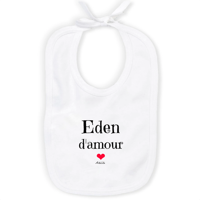 Cadeau anniversaire : Bavoir - Eden d'amour - Coton Bio - Cadeau Original & Tendre - Cadeau Personnalisable - Cadeaux-Positifs.com -Unique-Blanc-