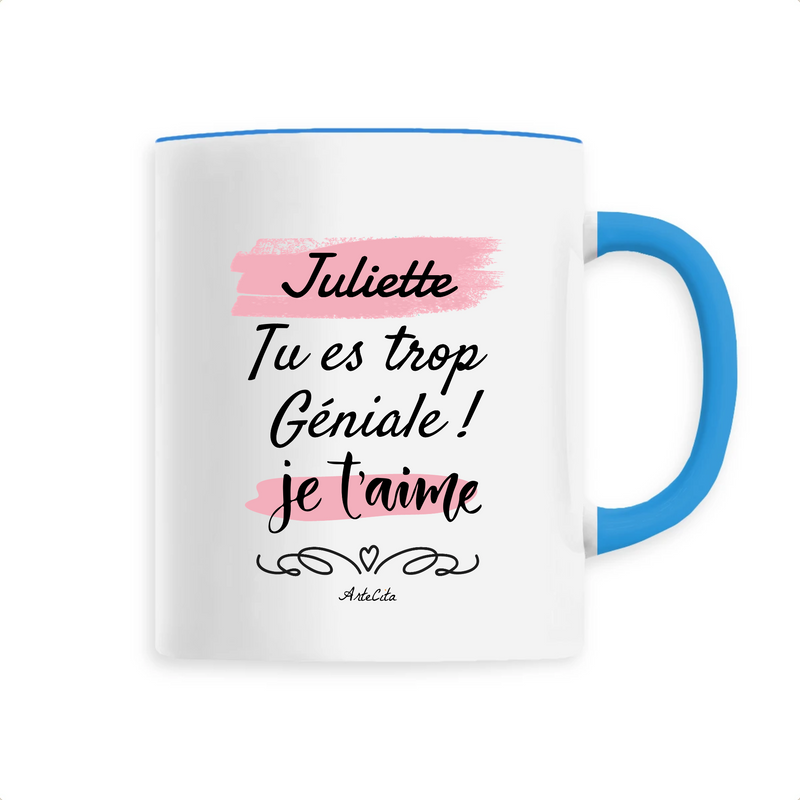 Cadeau anniversaire : Mug - Juliette je t'aime - 6 Coloris - Cadeau Tendre - Cadeau Personnalisable - Cadeaux-Positifs.com -Unique-Bleu-