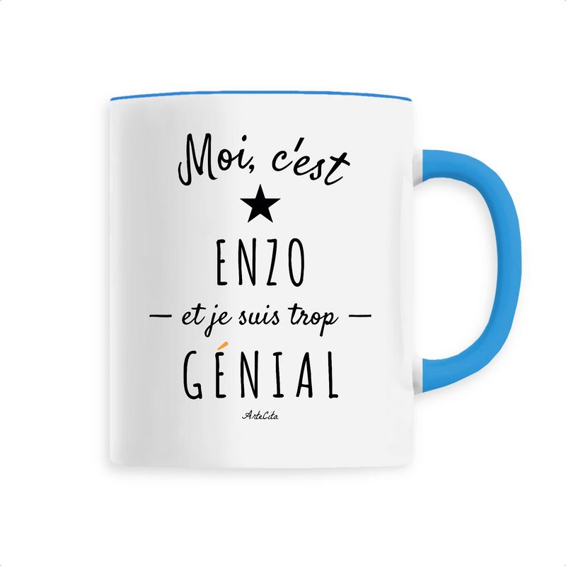 Cadeau anniversaire : Mug - Enzo est trop Génial - 6 Coloris - Cadeau Original - Cadeau Personnalisable - Cadeaux-Positifs.com -Unique-Bleu-