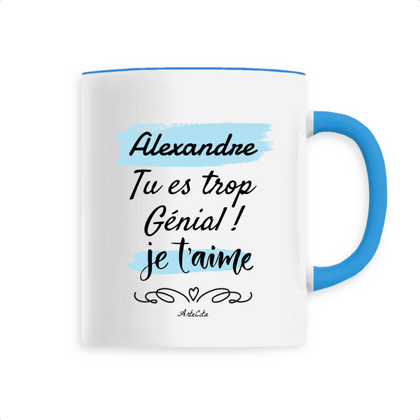 Mug - Alexandre je t'aime - 6 Coloris - Cadeau Tendre & Original - Cadeau Personnalisable - Cadeaux-Positifs.com -Unique-Bleu-