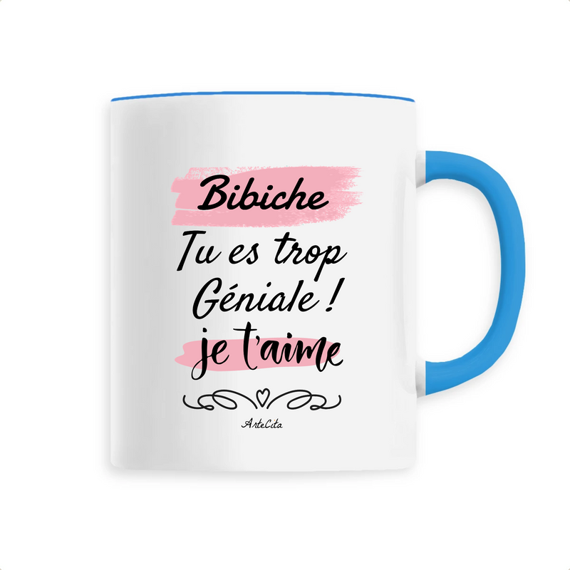 Cadeau anniversaire : Mug - Bibiche je t'aime - 6 Coloris - Cadeau Tendre & Original - Cadeau Personnalisable - Cadeaux-Positifs.com -Unique-Bleu-