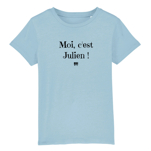 T-Shirt Enfant - Moi c'est Julien - Coton Bio - Cadeau Original - Cadeau Personnalisable - Cadeaux-Positifs.com -3-4 ans-Bleu-