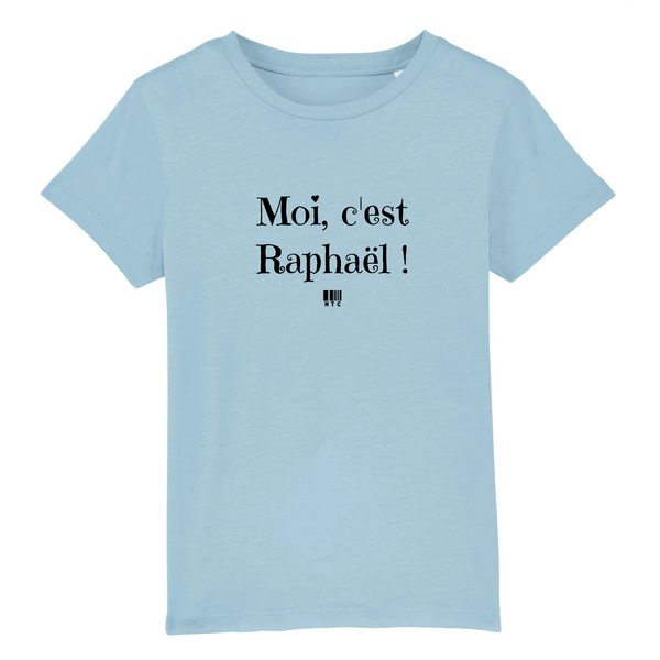 T-Shirt Enfant - Moi c'est Raphaël - Coton Bio - Cadeau Original - Cadeau Personnalisable - Cadeaux-Positifs.com -3-4 ans-Bleu-