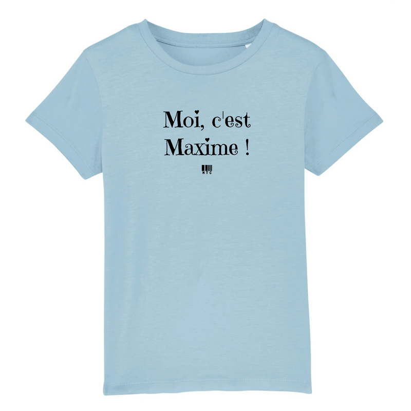 Cadeau anniversaire : T-Shirt Enfant - Moi c'est Maxime - Coton Bio - Cadeau Original - Cadeau Personnalisable - Cadeaux-Positifs.com -3-4 ans-Bleu-