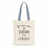 Tote Bag Premium - Secrétaire trop Géniale - 2 Coloris - Cadeau Durable - Cadeau Personnalisable - Cadeaux-Positifs.com -Unique-Bleu-
