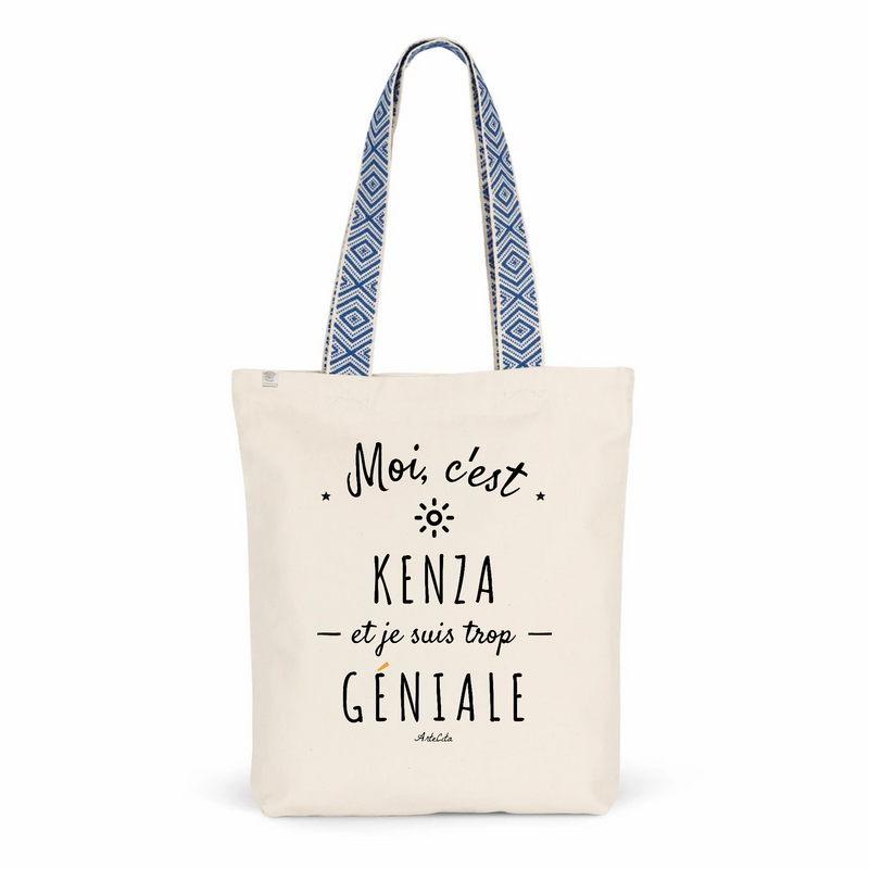 Cadeau anniversaire : Tote Bag Premium - Kenza est trop Géniale - 2 Coloris - Cadeau Durable - Cadeau Personnalisable - Cadeaux-Positifs.com -Unique-Bleu-