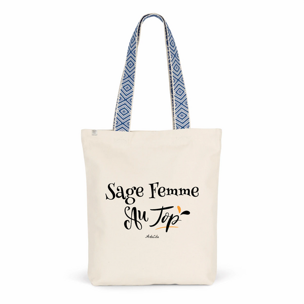 Tote Bag Premium - Sage Femme au Top - 2 Coloris - Cadeau Durable - Cadeau Personnalisable - Cadeaux-Positifs.com -Unique-Bleu-