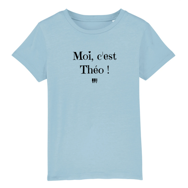 T-Shirt Enfant - Moi c'est Théo - Coton Bio - Cadeau Original - Cadeau Personnalisable - Cadeaux-Positifs.com -3-4 ans-Bleu-