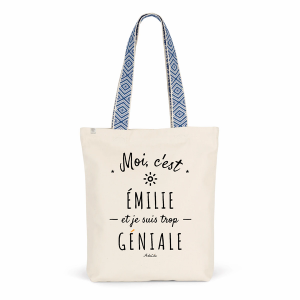 Tote Bag Premium - Émilie est trop Géniale - 2 Coloris - Cadeau Durable - Cadeau Personnalisable - Cadeaux-Positifs.com -Unique-Bleu-