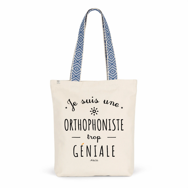 Tote Bag Premium - Orthophoniste trop Géniale - 2 Coloris - Cadeau Durable - Cadeau Personnalisable - Cadeaux-Positifs.com -Unique-Bleu-