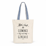 Tote Bag Premium - Clémence est trop Géniale - 2 Coloris - Cadeau Durable - Cadeau Personnalisable - Cadeaux-Positifs.com -Unique-Bleu-
