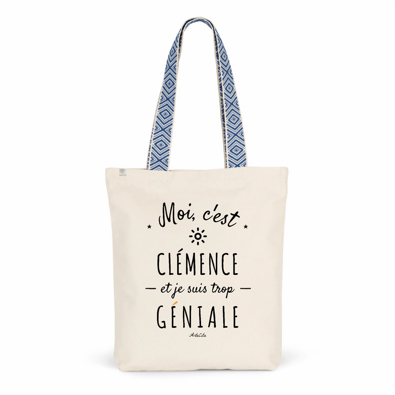 Cadeau anniversaire : Tote Bag Premium - Clémence est trop Géniale - 2 Coloris - Cadeau Durable - Cadeau Personnalisable - Cadeaux-Positifs.com -Unique-Bleu-