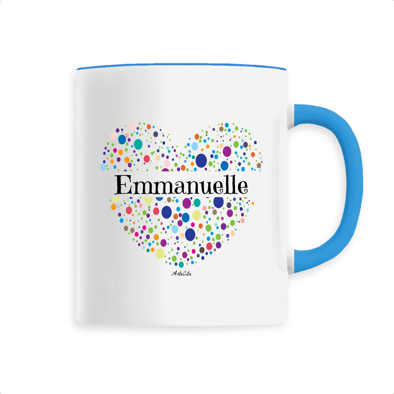 Cadeau anniversaire : Mug - Emmanuelle (Coeur) - 6 Coloris - Cadeau Unique & Tendre - Cadeau Personnalisable - Cadeaux-Positifs.com -Unique-Bleu-