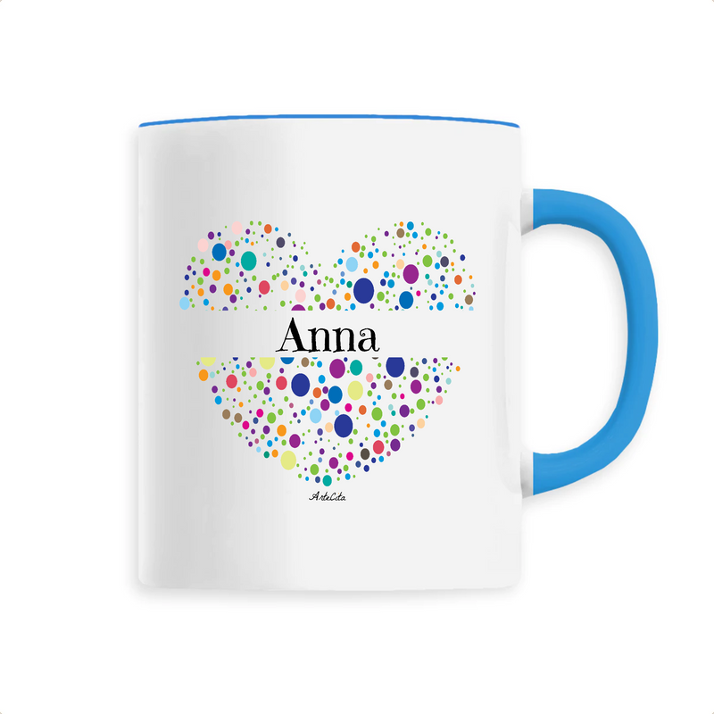 Cadeau anniversaire : Mug - Anna (Coeur) - 6 Coloris - Cadeau Unique & Tendre - Cadeau Personnalisable - Cadeaux-Positifs.com -Unique-Bleu-
