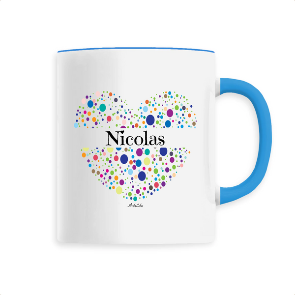 Mug - Nicolas (Coeur) - 6 Coloris - Cadeau Unique & Tendre - Cadeau Personnalisable - Cadeaux-Positifs.com -Unique-Bleu-