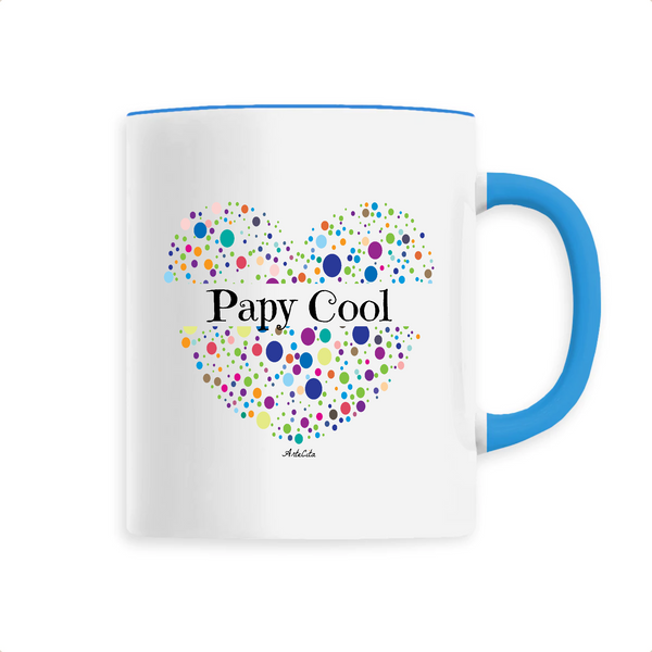Mug - Papy Cool (Coeur) - 6 Coloris - Cadeau Unique & Tendre - Cadeau Personnalisable - Cadeaux-Positifs.com -Unique-Bleu-