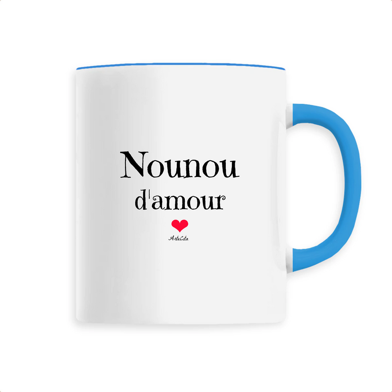 Cadeau anniversaire : Mug - Nounou d'amour - 6 Coloris - Cadeau Original & Tendre - Cadeau Personnalisable - Cadeaux-Positifs.com -Unique-Bleu-
