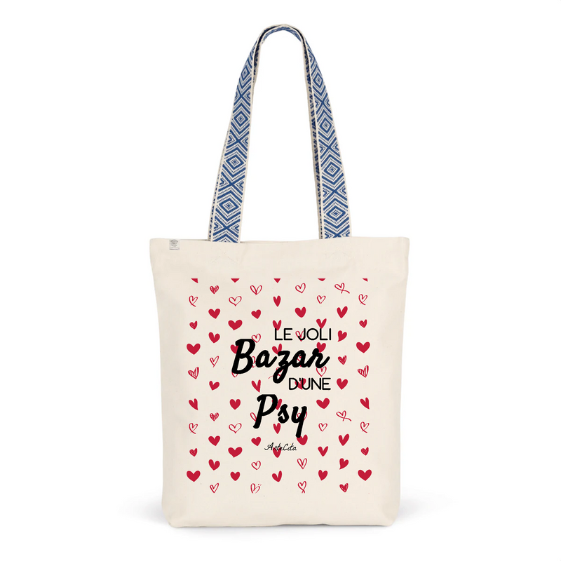 Cadeau anniversaire : Tote Bag Premium - Le joli Bazar d'une Psy - 2 Coloris - Durable - Cadeau Personnalisable - Cadeaux-Positifs.com -Unique-Bleu-
