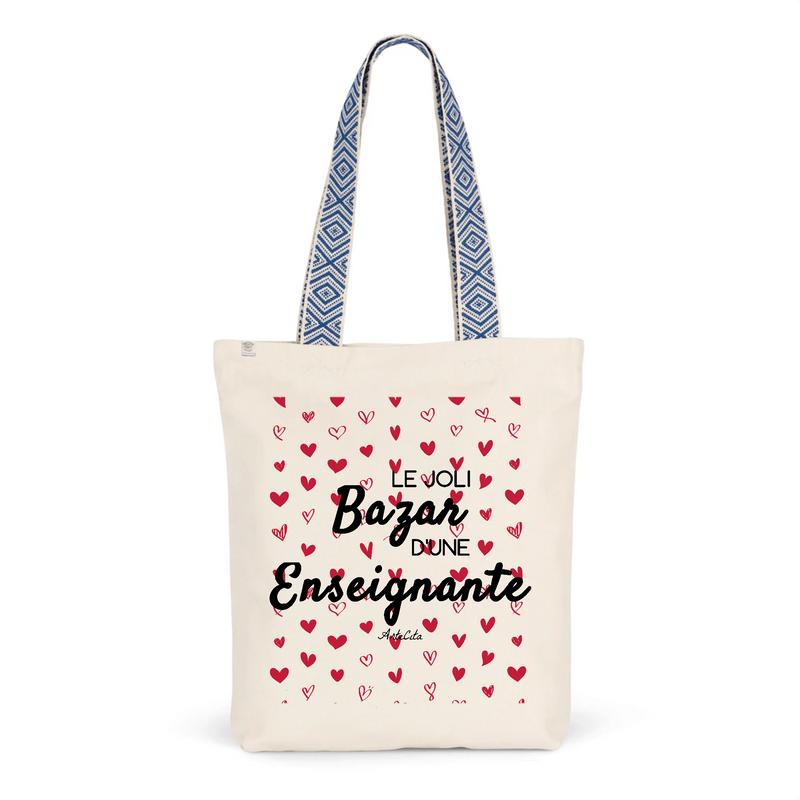 Cadeau anniversaire : Tote Bag Premium - Le joli Bazar d'une Enseignante - 2 Coloris - Durable - Cadeau Personnalisable - Cadeaux-Positifs.com -Unique-Bleu-