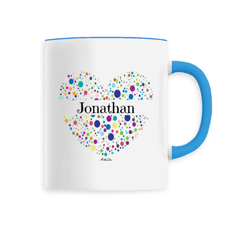 Cadeau anniversaire : Mug - Jonathan (Coeur) - 6 Coloris - Cadeau Unique & Tendre - Cadeau Personnalisable - Cadeaux-Positifs.com -Unique-Bleu-