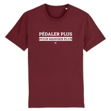 T-Shirt - Pédaler Plus pour Manger Plus - Unisexe - Coton Bio - Cadeau Original - Cadeau Personnalisable - Cadeaux-Positifs.com -XS-Blanc-