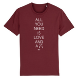 T-Shirt - All you need is Love and a Panda - Unisexe - Coton Bio - Cadeau Original - Cadeau Personnalisable - Cadeaux-Positifs.com -XS-Bordeaux-