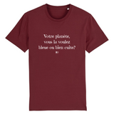 T-Shirt - Votre planète vous la voulez bleue ou bien cuite - Unisexe - Coton Bio - Cadeau Original - Cadeau Personnalisable - Cadeaux-Positifs.com -XS-Blanc-