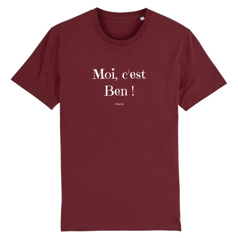 Cadeau anniversaire : T-Shirt - Moi c'est Ben - Coton Bio - 7 Coloris - Cadeau Original - Cadeau Personnalisable - Cadeaux-Positifs.com -XS-Bordeaux-