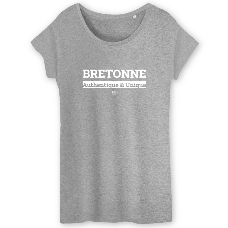 Cadeau anniversaire : T-Shirt - Bretonne - Coton Bio - 3 Coloris - Cadeau Original - Cadeau Personnalisable - Cadeaux-Positifs.com -XS-Gris-