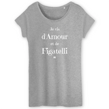T-Shirt - Amour et Figatelli - Femme - Coton Bio - Cadeau Original - Cadeau Personnalisable - Cadeaux-Positifs.com -XS-Noir-