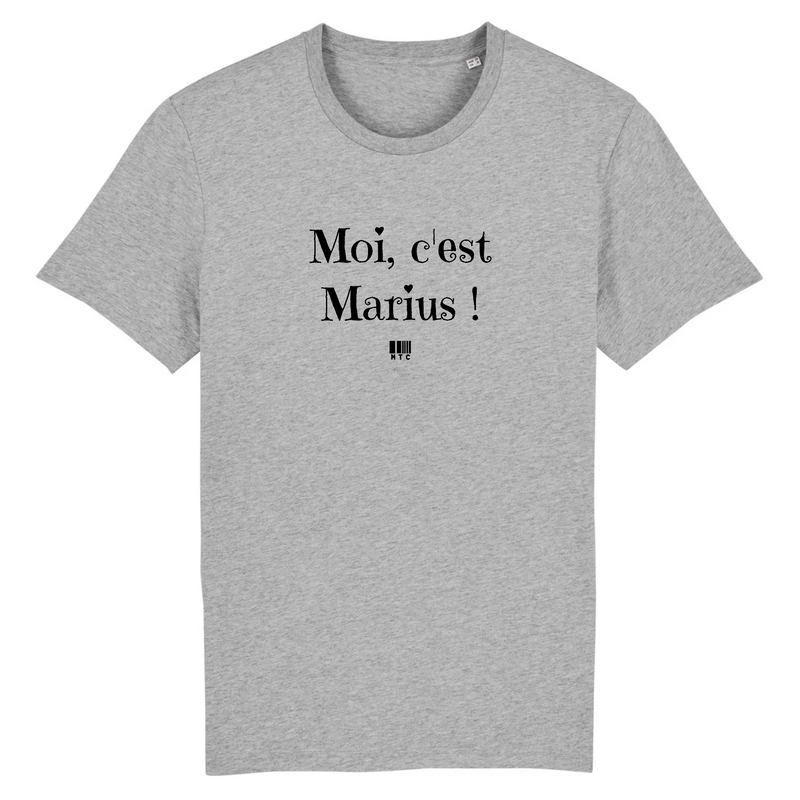 Cadeau anniversaire : T-Shirt - Moi c'est Marius - Coton Bio - 7 Coloris - Cadeau Original - Cadeau Personnalisable - Cadeaux-Positifs.com -XS-Gris-