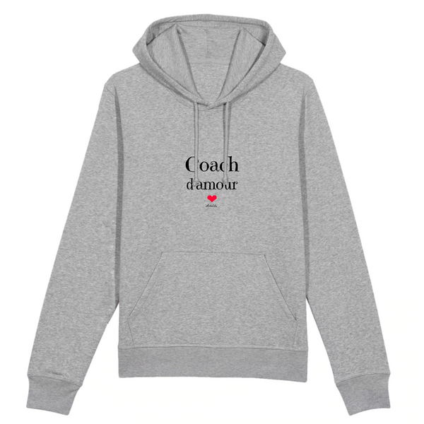 Sweat à Capuche - Coach d'amour - Coton Bio - 5 Coloris - Original - Cadeau Personnalisable - Cadeaux-Positifs.com -XS-Gris-