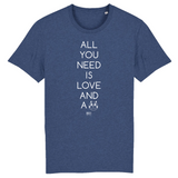 T-Shirt - All you need is Love and a Cat - Unisexe - Coton Bio - Cadeau Original - Cadeau Personnalisable - Cadeaux-Positifs.com -XS-Indigo-