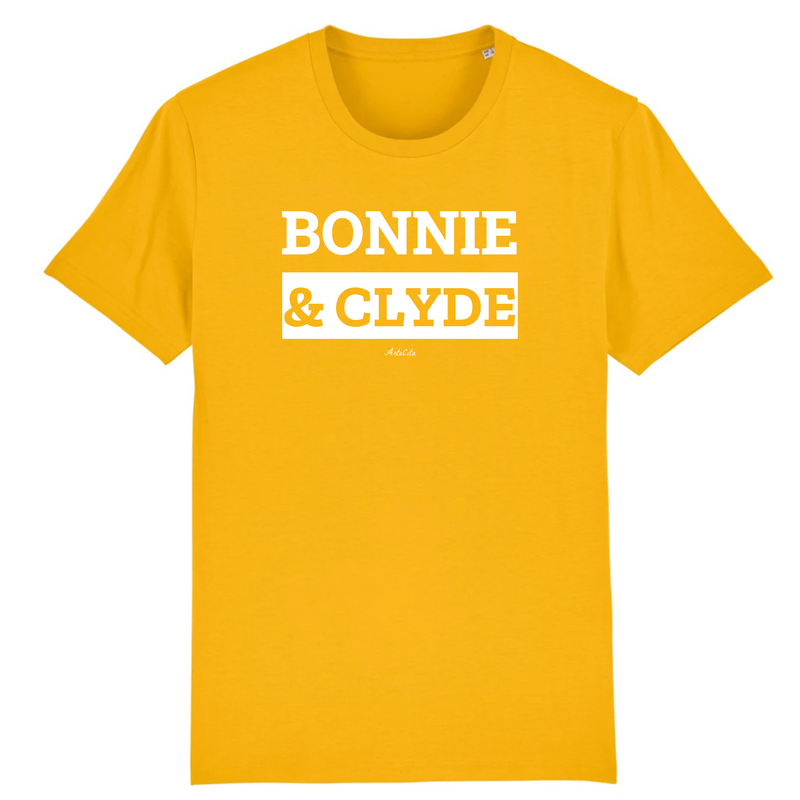 Cadeau anniversaire : T-Shirt Premium - Bonnie & Clyde - Coton Bio - 12 Coloris - Mythique - Cadeau Personnalisable - Cadeaux-Positifs.com -XS-Jaune-