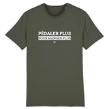 T-Shirt - Pédaler Plus pour Manger Plus - Unisexe - Coton Bio - Cadeau Original - Cadeau Personnalisable - Cadeaux-Positifs.com -XS-Blanc-