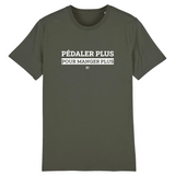 T-Shirt - Pédaler Plus pour Manger Plus - Unisexe - Coton Bio - Cadeau Original - Cadeau Personnalisable - Cadeaux-Positifs.com -XS-Kaki-
