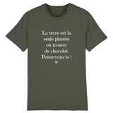 T-Shirt - Pas de Terre Pas de Chocolat - Unisexe - Coton Bio - Cadeau Original - Cadeau Personnalisable - Cadeaux-Positifs.com -XS-Kaki-