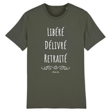 T-Shirt - Libéré Délivré Retraité - Coton Bio - 7 Coloris - Cadeau Original - Cadeau Personnalisable - Cadeaux-Positifs.com -XS-Indigo-