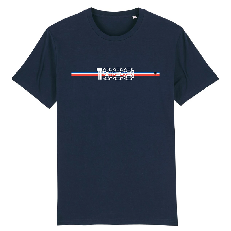 Cadeau anniversaire : T-Shirt - Année 1988 - Coton Bio - 7 Coloris - Cadeau Original - Cadeau Personnalisable - Cadeaux-Positifs.com -XS-Marine-