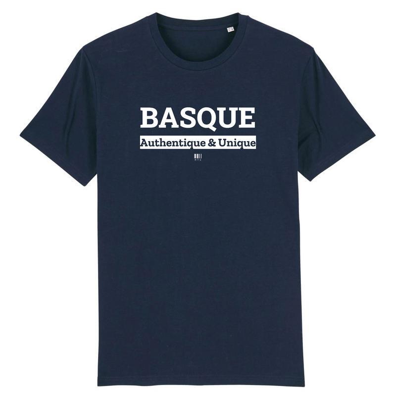 Cadeau anniversaire : T-Shirt - Basque - Unisexe - Coton Bio - 7 Coloris - Cadeau Original - Cadeau Personnalisable - Cadeaux-Positifs.com -XS-Marine-