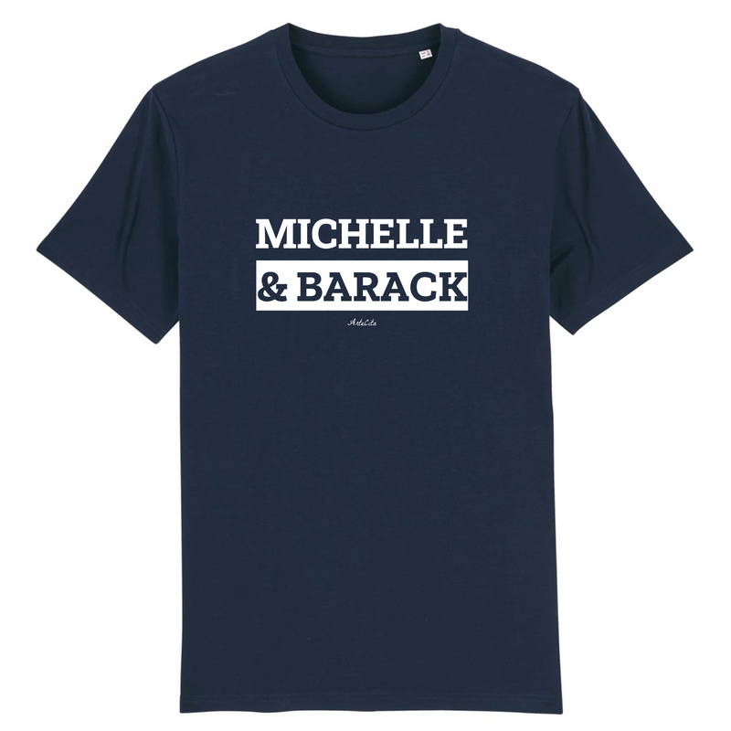 Cadeau anniversaire : T-Shirt Premium - Michelle & Barack - Coton Bio - 12 Coloris - Mythique - Cadeau Personnalisable - Cadeaux-Positifs.com -XS-Marine-