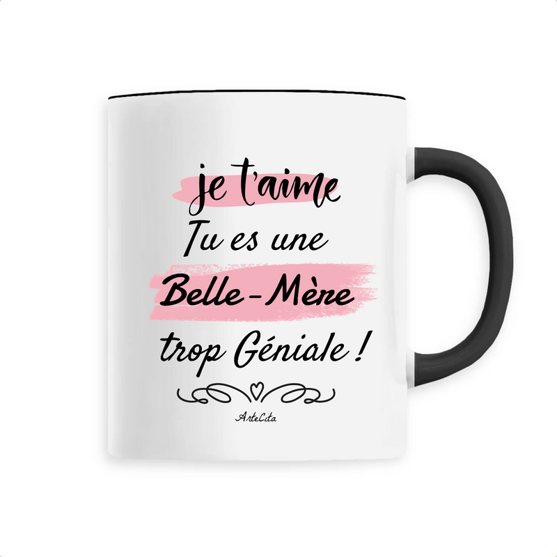 Cadeau anniversaire : Mug - Belle-Mère je t'aime - 6 Coloris - Cadeau Original - Cadeau Personnalisable - Cadeaux-Positifs.com -Unique-Noir-
