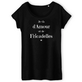 T-Shirt - Amour et Fricadelles - Femme - Coton Bio - Cadeau Original - Cadeau Personnalisable - Cadeaux-Positifs.com -XS-Blanc-