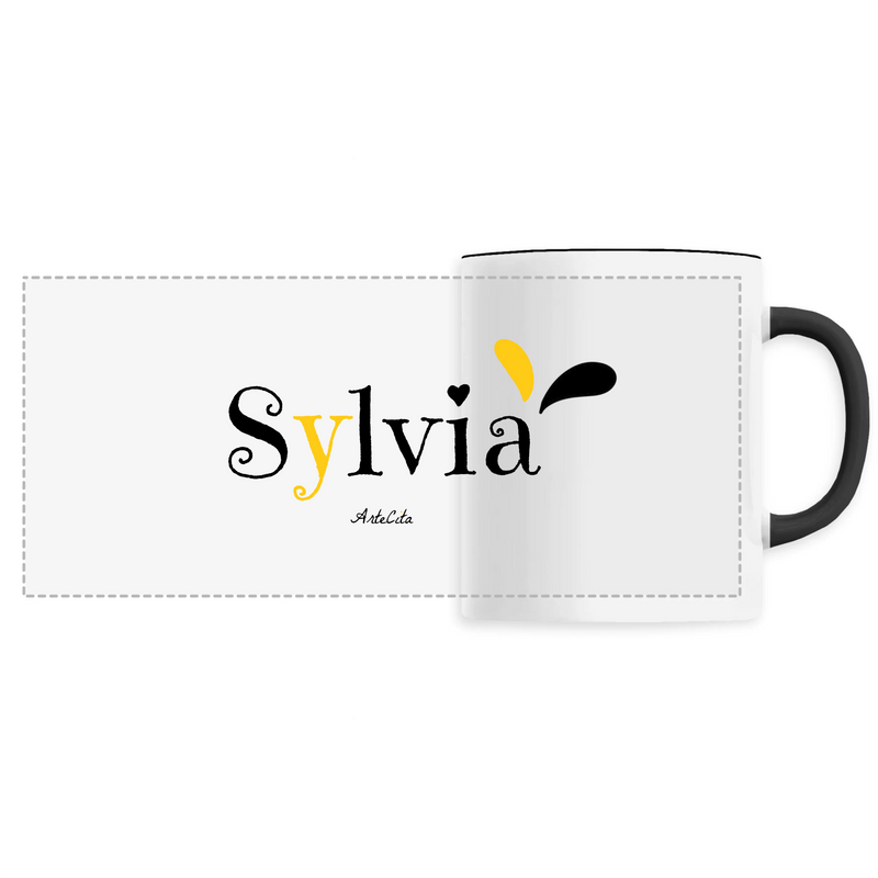 Cadeau anniversaire : Mug - Sylvia - 6 Coloris - Cadeau Original - Cadeau Personnalisable - Cadeaux-Positifs.com -Unique-Noir-